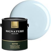 EVOLVE Signature Collection Luxury Interior Paint & Primer, Satin Sheen (Baby Blue), 1 Gallon Premium One-Coat Coverage, Low VOC, Low Odor, Washable Finish for Walls, Ceilings & Trim