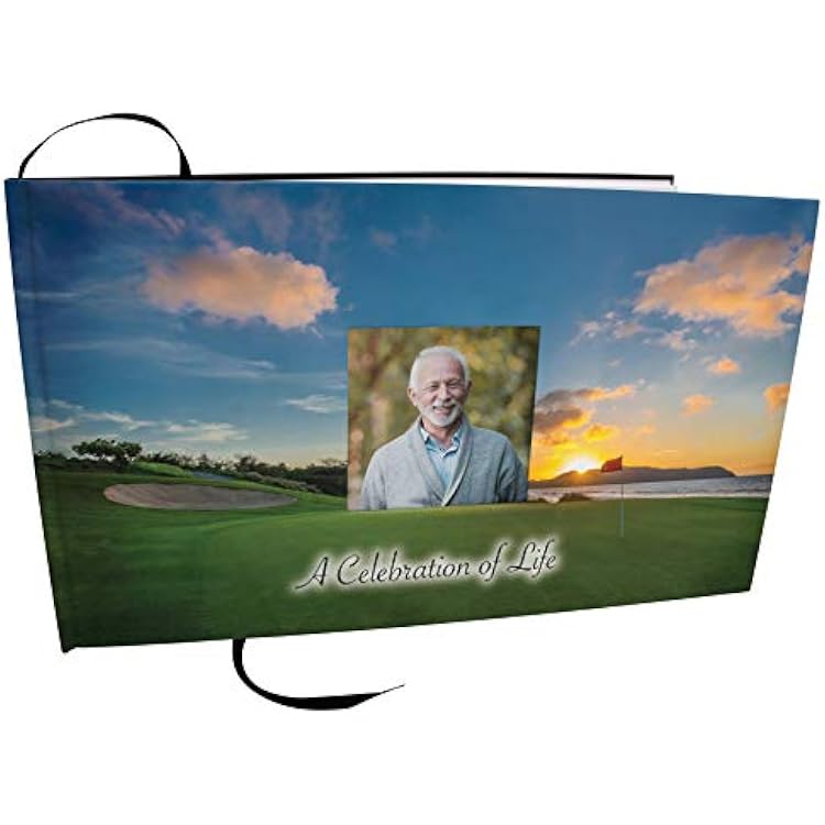 COMMEMORATIVE CREMATION URNS 19th Hole Golf Photo Funeral Guest Book for Memorial Service and Celebration of Life Guest Book for Memorial Service - Beautiful & Vibrant Sign in Book for Funeral