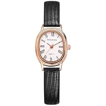 Lancardo Vintage Womens Oval Watch: Quartz Brown Leather Strap Easy-Read Roman Number Dail Classic Stylish Lady Dress Wristwatch