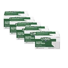Curad Alcohol Prep Pads, 70% Alcohol, 1000 Count (5 Boxes 200 CT/EA)