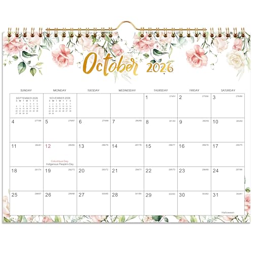 2026 Wall Calendar - Jan 2026 - Dec 2026, 2026 Calendar, 12 Month Hanging Wall Calendar 2026, 11 x 8.5, Sturdy Spiral Binding, Julian Dates, Large Block, Thick Paper, Perfect for Organizing
