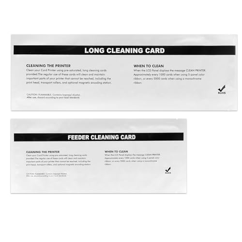 105999-701 12-Pack Cleaning Card 2 Piece Set for Zebra ZXP Series 7 ZXP7 ID Card Printer,12 Printer Path Cleaning Cards and 12 Feeder Cleaning Cards