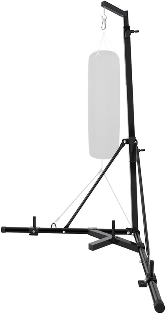 Folding Heavy Bag Stand, Foldable Heavy Duty Boxing Punching Bag Stand, Portable Sandbag Rack Freestanding Height Adjustable Up to 132 lbs for Home Fitness