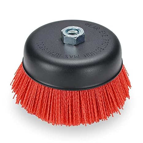 BHA 6" Abrasive Nylon Cup Brush, 5/8-11 Thread Arbor, 120 Grit - Red