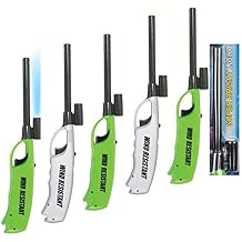 Windproof Jet Flame Long Neck Flash Light Multi Purpose Lighters, Ideal for Camping Hiking Fireplace BBQ Grilling Outdoor, Utility Lighters, Value Pack of 5