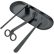 4 in 1 Candle Accessory Set with Storage Tray Plate, Candle Wick Trimmer, Candle Wick Snuffer, Candle Wick Dipper (Black)