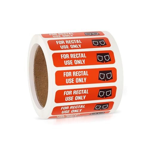 500 for Rectal Use Only Stickers 1.5 x 0.375 Waterproof Permanent Adhesive Prank Stickers Funny Label for Clinics, Office & Pranks Fluorescent Red