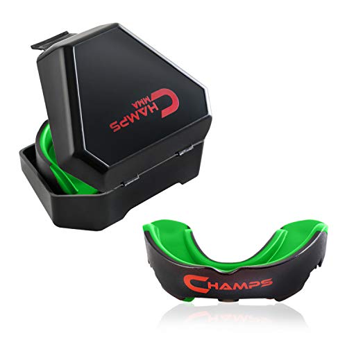 Champs MMA Mouth Guard with Case Martial Arts Training Equipment Mouthpiece Wrestling Mouthguard for Boxing, Muay Thai, Contact Sports for Adults and Kids 10 Boxing Equipment