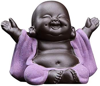 Kingzhuo Ceramic Little Cute Baby Buddha Statue Monk Figurine Buddha Figurines Home Decor Creative Baby Crafts Dolls Ornaments Gift Delicate Ceramic Arts and Crafts (Purple)