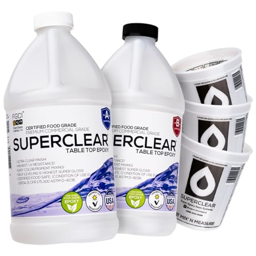 Table Top Epoxy Resin Superclear, Anti-Yellow Highest UV Impact Resistance, Food Grade Safe, Ultra Crystal Clear Gloss, Bubble Free, Bar & Surface Coat Mega Pack Epoxy Resin Kit, 10, Gallons