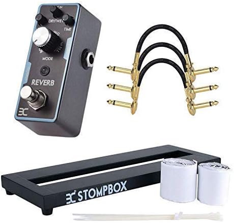 EX Digital Reverb Pedal & 14 Inch Mini Pedalboard & Patch Cable Bundle