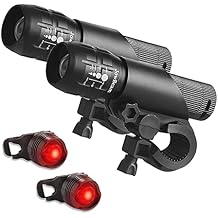 2 Packs Bike Light Set Super Bright Focus Adjustable Front Headlight and Rear LED Mountain Bicycle Light, Mount Included JB866
