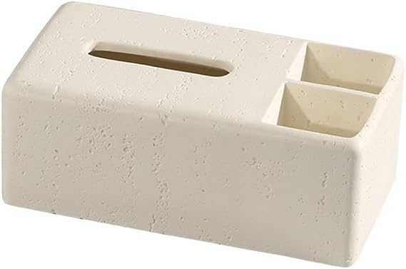 Tissue Box Cover Tissue Box Remote Control Organiser Multifunctional Tissue Box Holder Rectangular Tissue Dispenser Box for Bathroom Kitchen Living Room Office Pumping Paperchase Dispenser(White)
