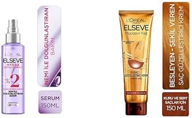 L'Oréal Paris Elseve Hydra (Hyaluronic) Moisture Plumping Serum (150 ml) + L'Oréal Paris Elseve Miraculous Oil Hair Beautifying Cream (150 ml) - For Dry and Hard Hair
