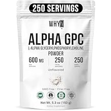 Alpha GPC Powder Alpha-Phosphorylcholine Choline Supplement Unflavored, Fine Powder for Smooth Mixing Non-GMO Vegan Additive-Free Gluten-Free, 150g (5.3 oz)