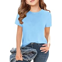 Girls Short Sleeve T Shirts Kids Summer Tops Crewneck Tees 5-14 Years