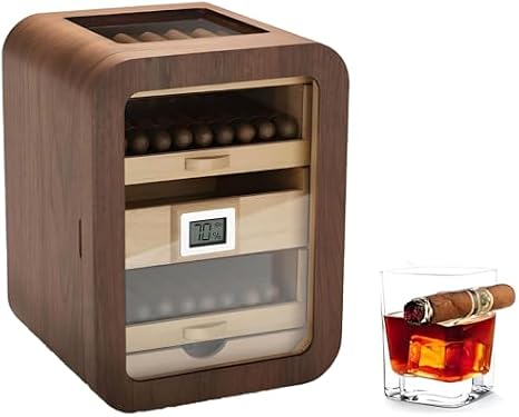 Luxury Electric Cigar Humidor Cabinet - 4 Drawers, Holds 110 Cigars, Premium Humidor Box for Cigar Lovers, Stylish Grey Gift for Enthusiasts