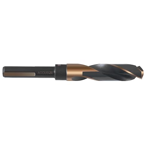 Accusize Industrial Tools 3/4'' ANSI M35(H.S.S. + 5% Cobalt) S and D Drill, 1/2'' Shank, 135 Degree Split Point, 0412-0034 | 3/4" ANSI M35(HSS+5% Cobalt) S&D Drill, 1/2" Shank, 135-Degree Split Point, Reduced Shank