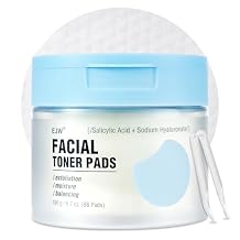 Exfoliating Toner Pads 88 Count - 1% Salicylic Acid (BHA) + Sodium Hyaluronate - Gentle Daily Pads for Acne & Blackheads, Pore Refining, for Sensitive & Oily Skin