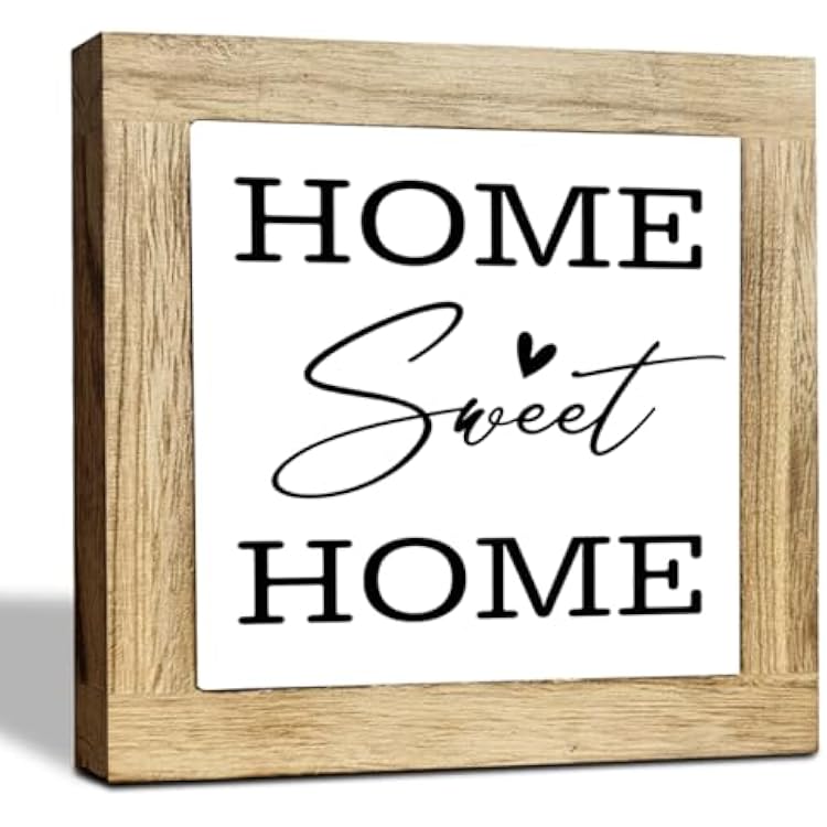 Home Sweet Home Sign, Rustic Farmhouse Decor the Sign, Homes Decoration for Shelf, Holes Signs Wall Decorate, Box Wood Plaques Desk Decoration, Family Signs for Homes Decorate, Housewarming Gift