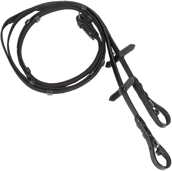 HORZE Slender Grippy Horseback Riding English Web Reins with Hand Stops