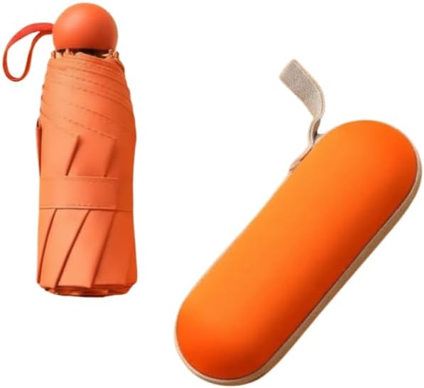 adornist 3’ü 1 Arada Premium Kapsül Şemsiye: Sert Koruyucu Kapsül + Islaklık Önleyici Plastik Kılıf Dahil | UPF 50+ UV Korumalı, Rüzgara Dayanıklı, Mini Şemsiye