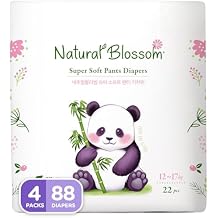 Natural Blossom Pull-On Baby Diapers | Ultra-Slim, Hypoallergenic, Super Soft, Vegan | Size 5 (3T-4T, 26-37 lbs) | 88 Count