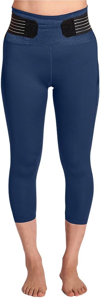 Tommie Copper Womens Pro-Grade Lower Back Support Compression Leggings Capris with Pocket & Adjustable Straps