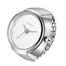 Lancardo Ring Watch for Women Elastic Band Butterfly Arabic Numerals Dial Quartz Movement Bling Silver Tone Finger Watch