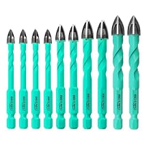 Masonry Drill Bit Set - 10PCS 6/8/10/12mm Carbide Tip Concrete Drill Bit Set with Hex Shank for Tile, Brick, Ceramic, Wood, Plastic, Multi-Material Concrete Drill Bits