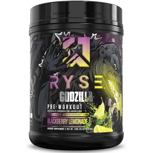 RYSE Godzilla X Noel Deyzel Pre Workout Powder - BlackBerry Lemonade - 400mg Caffeine, High Stim Pre-Workout for Men & Women with Citrulline & Beta Alanine - Energy, Pump & Focus - 2040 Servings