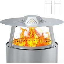 Heat Deflector for Solo Stove 19.5" Bonfire 1.0 2.0 Fire Pit Accessories Stainless Steel 304 Heat Diffuser with Carrying Handle and 3 Support Leg for 19.5 Inch Other Outdoor Indoor FirePits Accessory