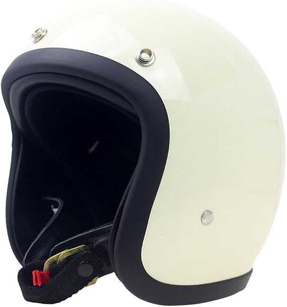 GJH Open Face Motorcycle Helmet Jet Cafe Recer 500TX Style Unisex Helmet 3/4 Chopper Bobber Helmet Japan Technology Handmade 3 Quarter Motorcycle Helmet Dot Approved(Black/White-M L XL XXL)