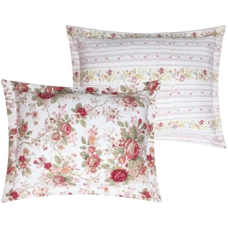 Greenland Home Antique Rose 100% Cotton Duvet Pillow Sham, 1 Count, King 20x36-inch, Ivory
