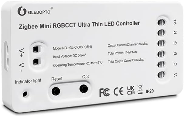 GLEDOPTO ZIGBEE Mini LED Controller RGBCCT Controller Voice Control Compatible with Amazon Echo Plus Tuya Smartlife More ZIGBEE 3.0 Gateways