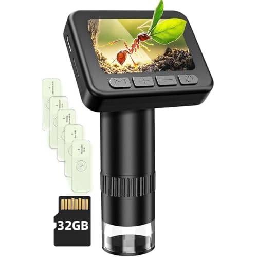IMICHI Microscope for Kids 50X-1000X Magnification- 2 inch IPS HD Screen, 32GB storage Card, 1080P Video, 2-Hour Battery Life, Easy Carry, Slides Included - Perfect Science Kit Gift for Kids Ages 8-12
