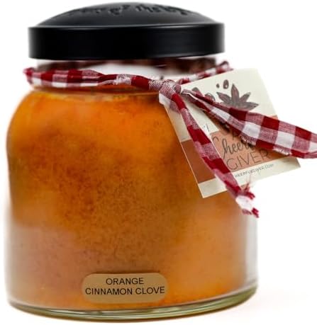 A Cheerful Giver Orange Cinnamon Clove - 34oz Papa Scented Candle Jar with Lid - Keepers of the Light - 155 Hours of Burn Time, Gift for Women, Orange