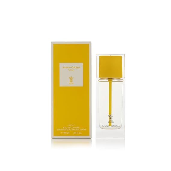 Arabian Oud Arabian Cologne Yellow Unisex Eau de Cologne 100 ml (3.4 oz) | Fresh, Woody | A Radiance Full of Vitality | Notes of Mandarin, Orange Blossom, Vetiver, Musk, Oakmoss and rose.