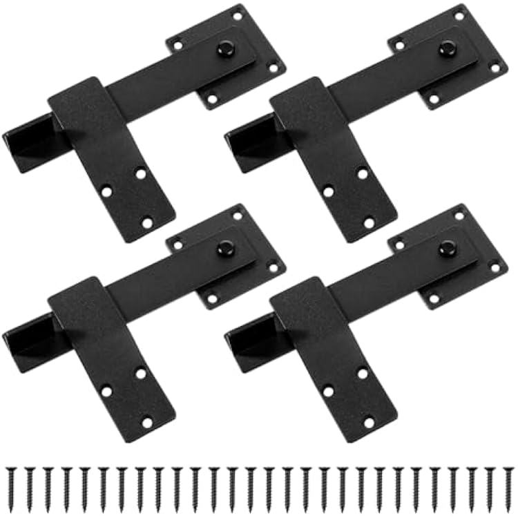 4 Pack Barn Door Flip Latch Sliding Door Latch Gate Latch for Fence, Shed Door, Farm Gate, Solid Metal Heavy Duty Iron Hardware, add More Security and Privacy6 inches