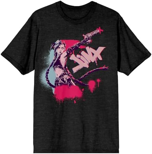 Arcane Jinx Adult Black Heather Crew Neck Short Sleeve T-Shirt