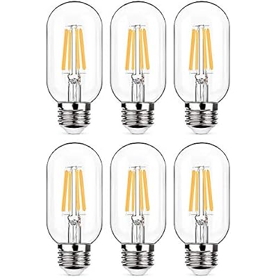 6PACK LED Filament Bulb Dimmable T45T14-2W Clear Glass Cover Tubular LED Edison Light Bulb, E26 Base, Warm White 2700-3000K, 20W Equivalent, 110-120VAC 2.1