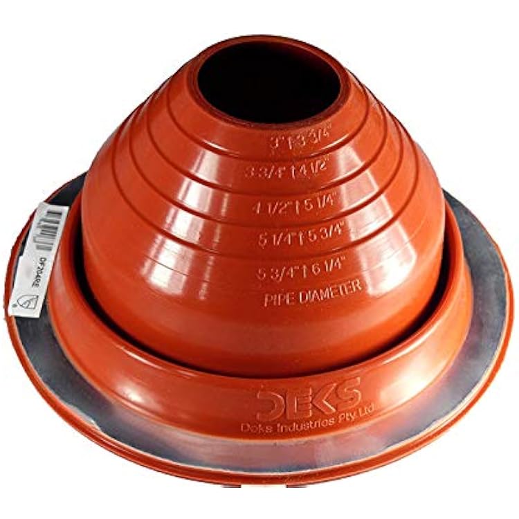 DEKTITE 4 DF204RE Round RED High Temp Silicone Flexible Pipe Flashing Roof Jack, Pipe Boot Flashing Dektite for OD Pipe Sizes 3 - 6-14