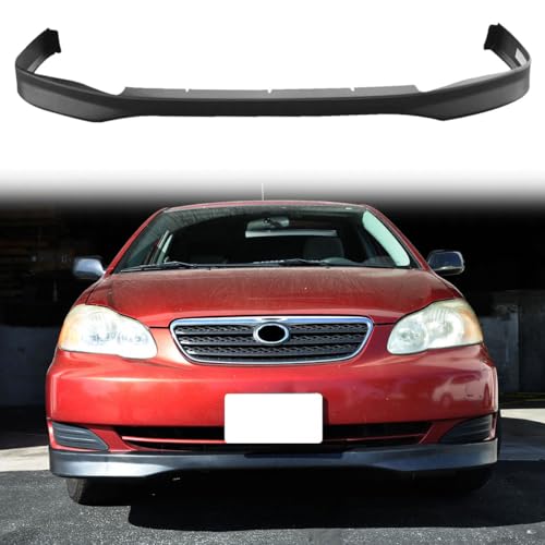Front Bumper Lip Compatible with 2003-2004 Toyota Corolla, Unpainted Black Type R PP - Polypropylene Front Lower Chin Spoiler Protector, 1 PC