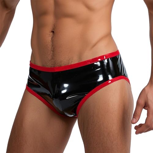 IOKUKI Latex Rubber Thong for Men,Latex G-String Handmade Club Shorts Cosplay Party Accessories