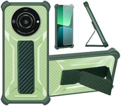 Case for Sharp Leitz Phone 2 5g Lp-02 Phone Case Stand Cover [with Tempered Glass Screen Protector] Hybrid Case [Folding Support Magnetic] [Frosted Anti-Fingerprint] Green