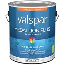Valspar 24002 Ultra White Base Medallion Plus Interior Paint & Primer, Semi-Gloss, 1 Gallon