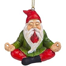 Design Toscano QM17010 Christmas Ornament - Garden Gnomes Figurine - Zen Garden Gnomes - Meditating Gnome Statues, 3 Inch