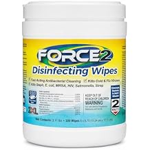 Force2 2XL Disinfecting Wipes 220 Wipe Count Antibacterial Disinfectant, Multi-Surface Cleaning and Sanitizing Wipes