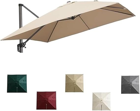 Square Replacement Canopy For Cantilever Umbrella 8'x8' Patio Umbrella Top Cover 8 Ribs Outdoor Market Parasol Replacement Cloth