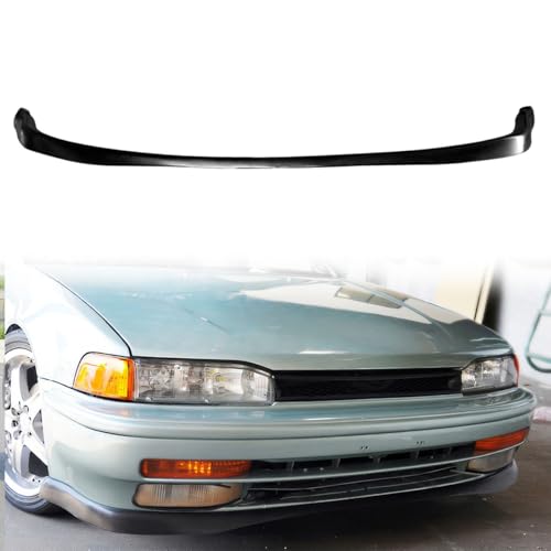 Front Bumper Lip Compatible with 1990-1993 Honda Accord, Unpainted Black T-R Style PU - Polyurethane Front Lower Chin Spoiler Protector, 1 PC